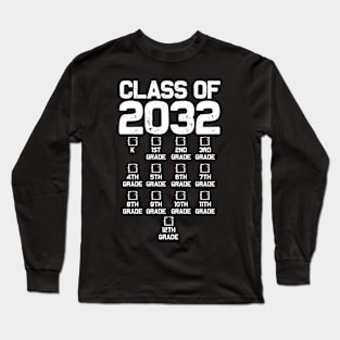 Class of 2032 Grow With Me Shirt With Space For Checkmarks Long Sleeve T-Shirt